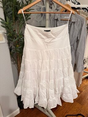 INC International Concepts White Tiered A-Line Maxi Skirt